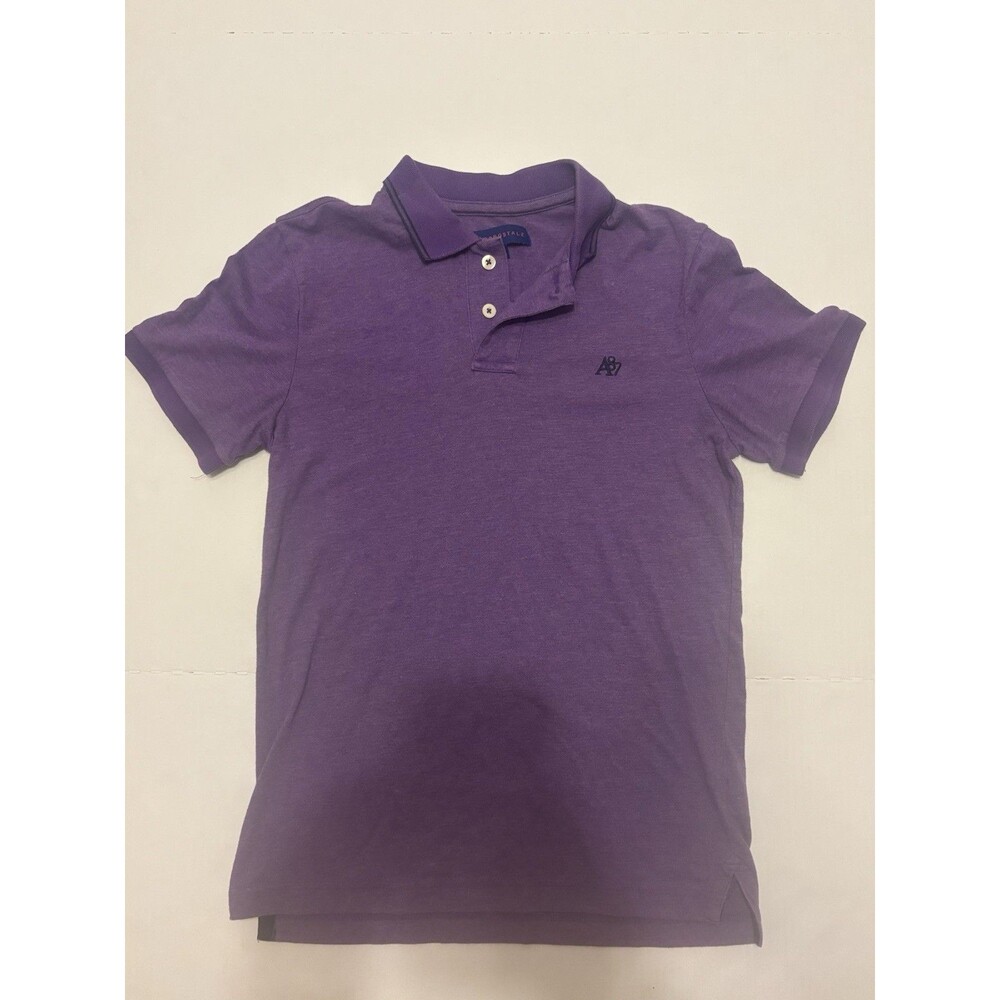 Aéropostale Men’s S Purple Solid Polo Collared Short Sleeve Logo Button